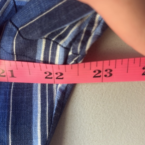 Polo Ralph Lauren 100% Linen Men's Blue Striped Button Up Current Shirt Sz M - Picture 5 of 8